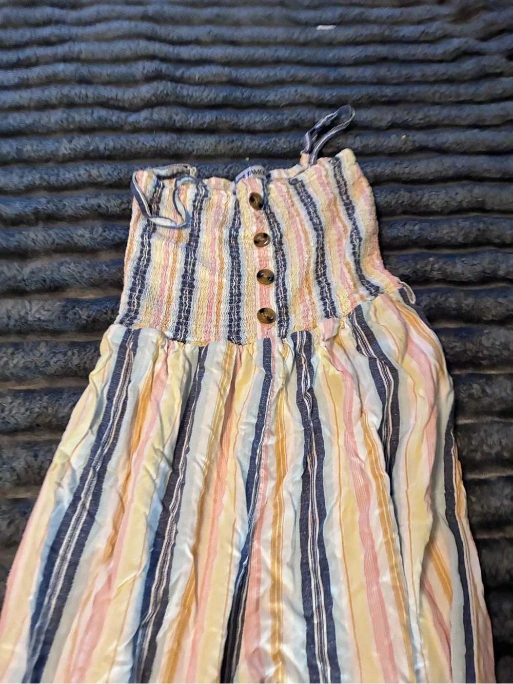 Most FAMOU Striped Smocked Button-Front Top - Multicolor